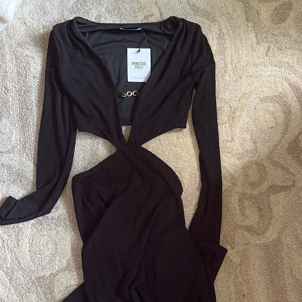 Princess Polly Black Long Sleeve Cut Out Bodysuit